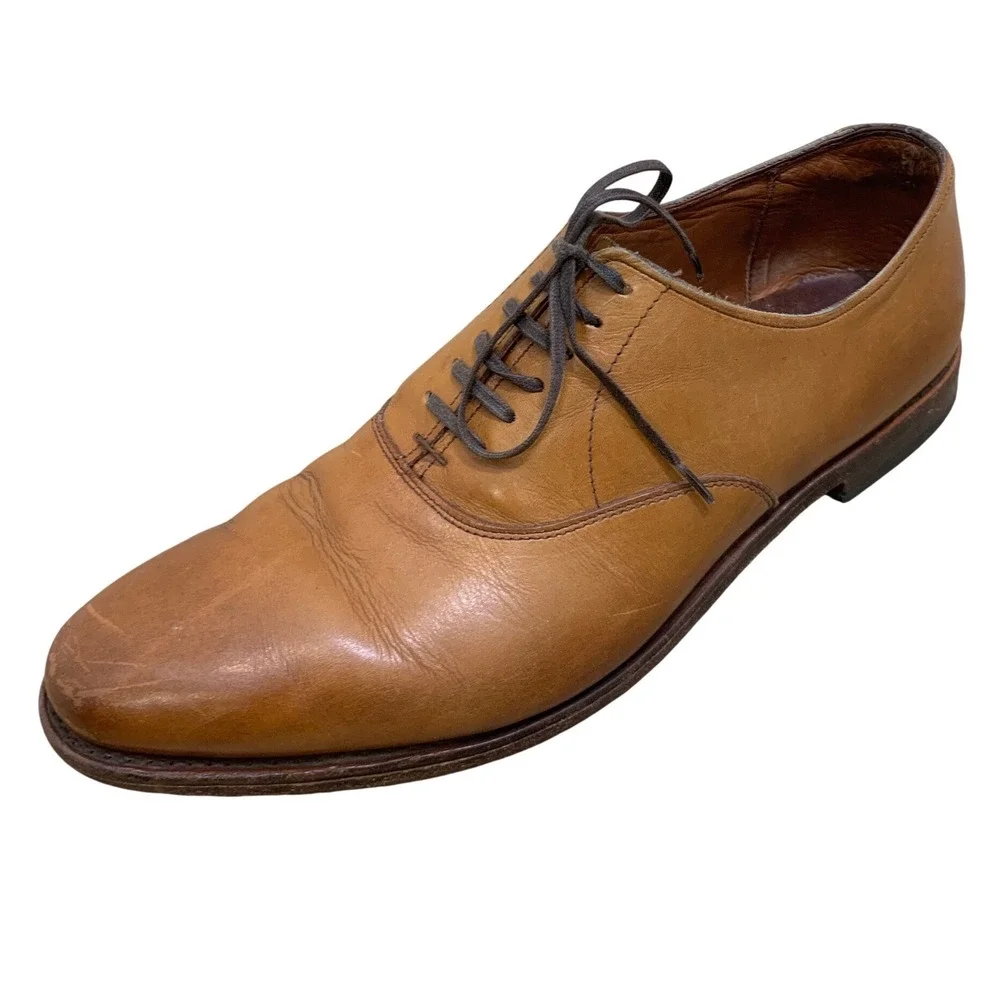 Allen Edmonds 8832 Plain Toe Blucher 11.5D Tan Leather Quiet Luxury Classic Mens